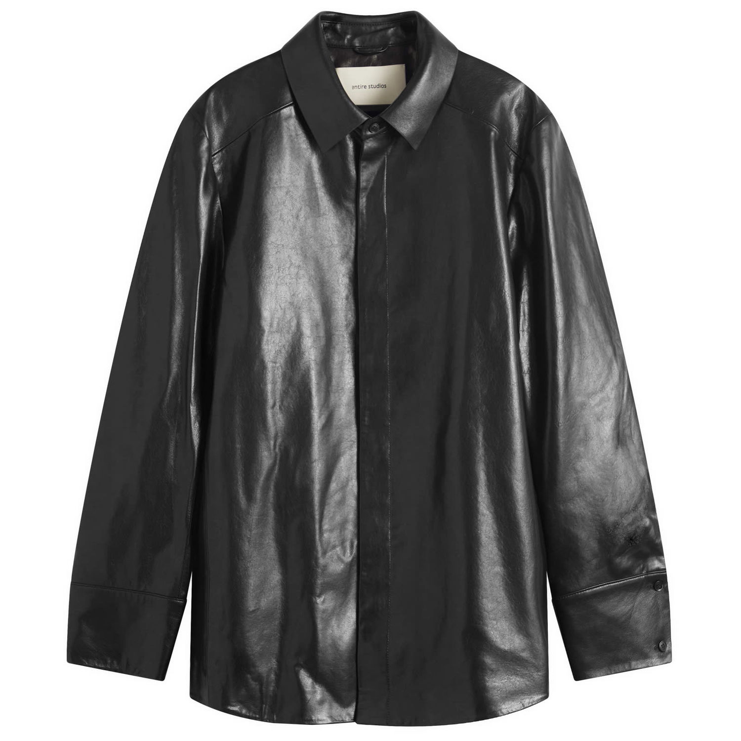 Košeľa Entire Studios Entire Studios Legacy Leather Shirt, Size Small Čierna | ESU-S25-13008-BL, 0