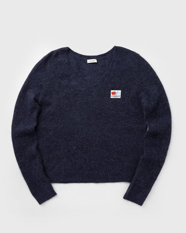 Sveter American Vintage Fuzzy Cropped V-Neck Pullover Navy | NEN18EH25-NIGHT-STAR, 0