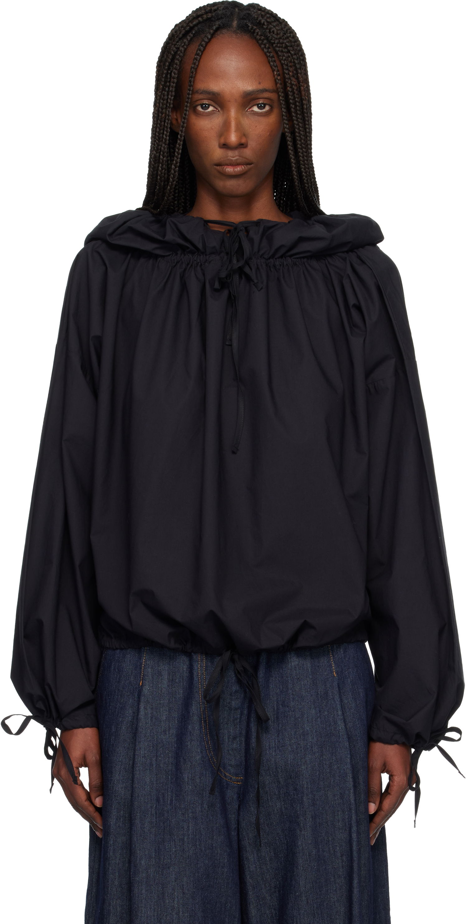 Mikina Baserange Point Drawstring Hooded Blouse Čierna | TSPO-PO-EXWI25, 0