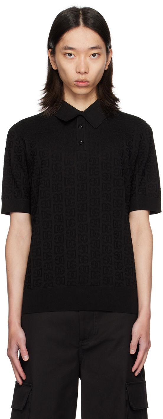 Polo tričko Dolce & Gabbana Dolce&Gabbana Logo Jacquard Polo Čierna | GXZ15TJBSKE, 0