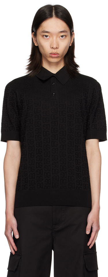 Polo tričko Dolce & Gabbana Dolce&Gabbana Logo Jacquard Polo Čierna | GXZ15TJBSKE, 0