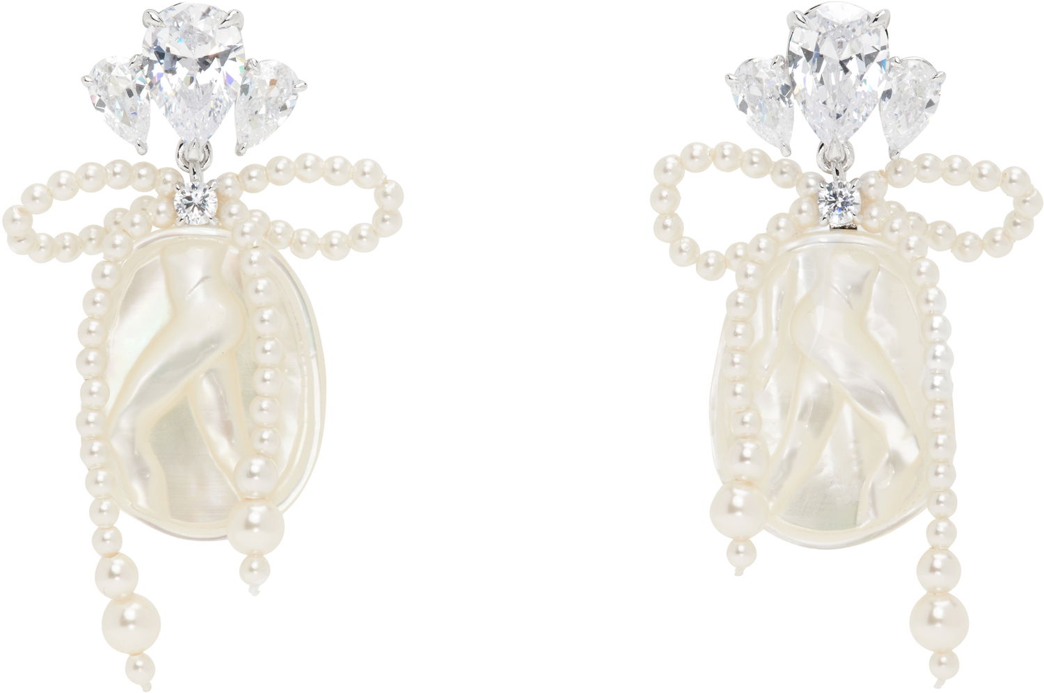 Náušnice SHUSHU/TONG SHUSHU/TONG YVMIN Edition Pearl Bow Shell Earrings Biela | 24709WHT00DLR, 0