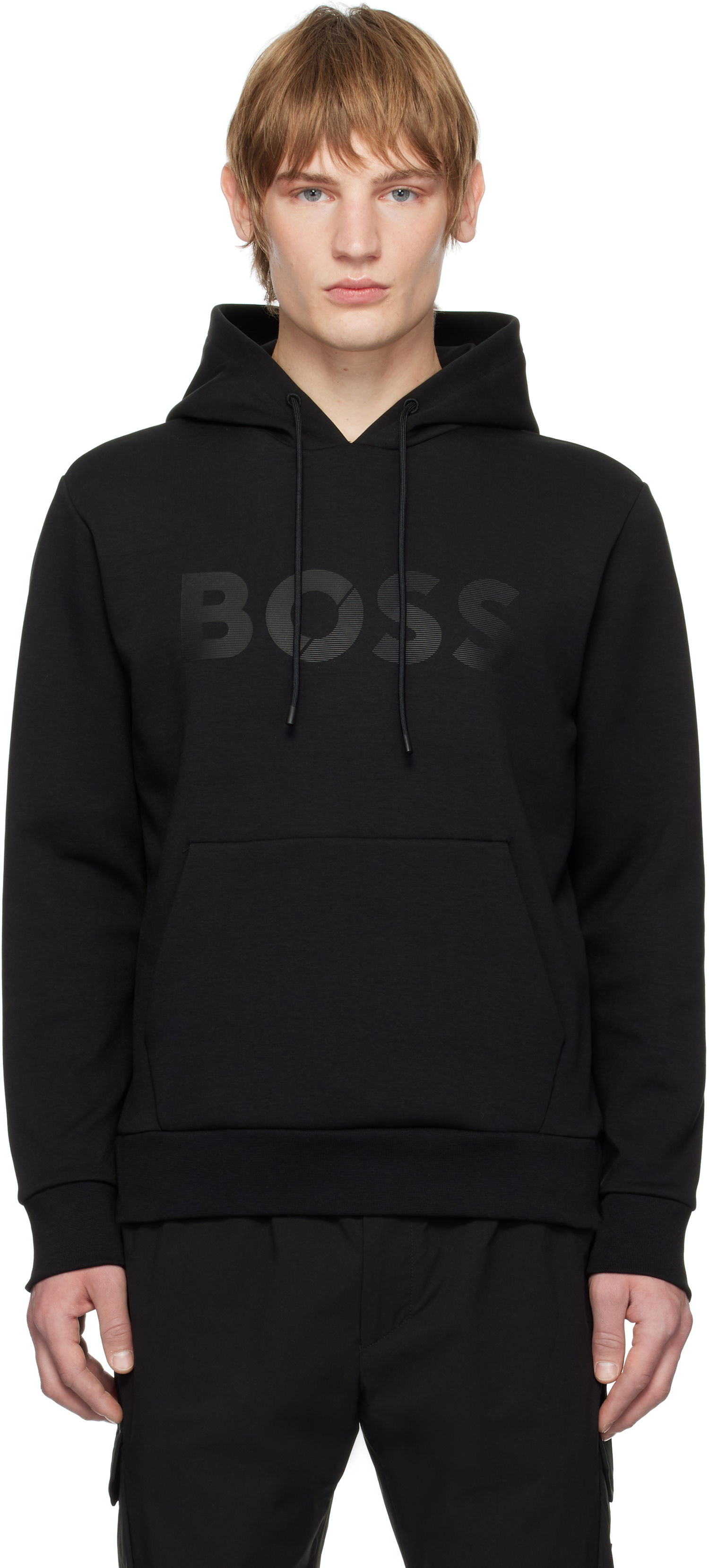 Mikina BOSS Bonded-Logo Black Hoodie Čierna | 50535116, 0