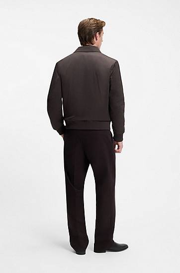 Bunda BOSS BECKHAM Water-Repellent Twill Collared Jacket Hnedá | 50557631, 1