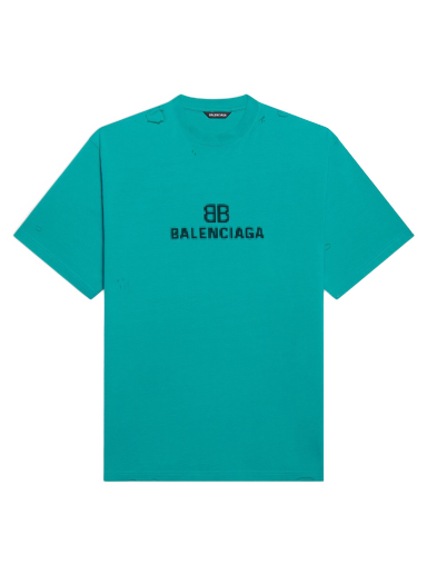 Tričko Balenciaga BB Pixel Boxy T-Shirt Tyrkysová | 651795TKVF53660