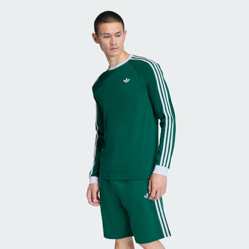 Tričko adidas Performance 3-Stripes Longsleeve Tee Zelené | KE3543