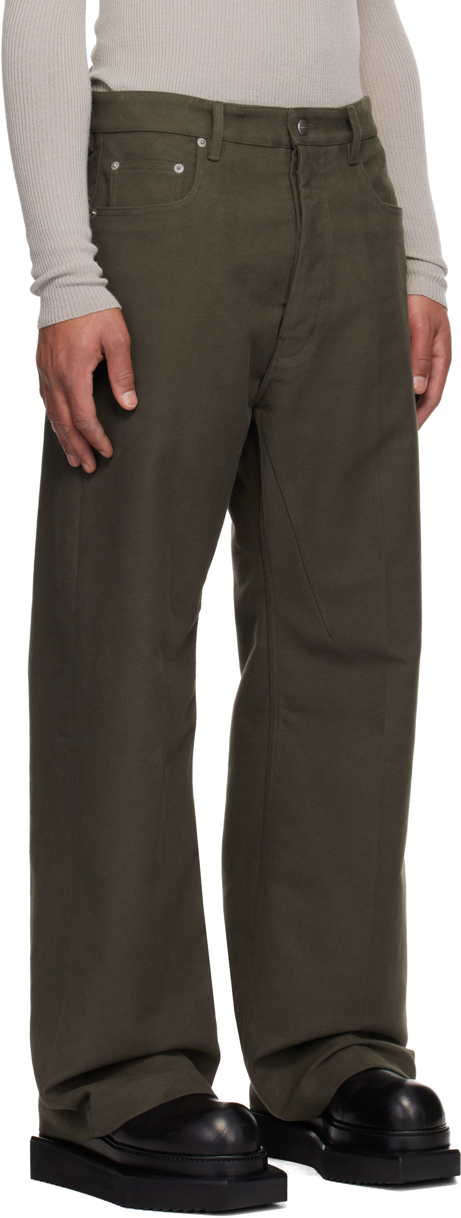 Džínsy Rick Owens Concordians Geth Wide-Leg Twill Jeans Zelené | RU02E1333 TB, 1