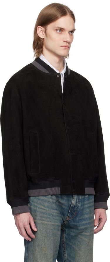 Bomber bunda BOSS HUGO Ribbed-Trim Suede Bomber Jacket Hnedá | 50534326, 4
