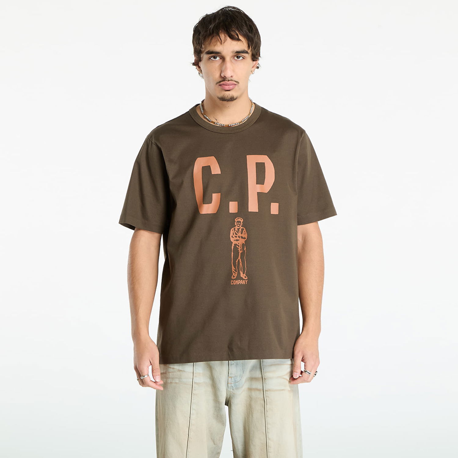 Tričko C.P. Company Mercerized 30/2 Jersey Twisted Short Sleeve Logo T-Shirt Ivy Green Zelené | 19CMTS112A110301W-683, 0