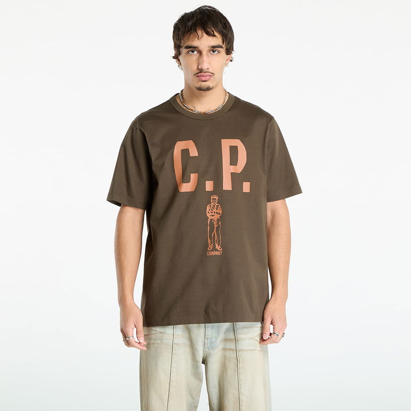 Tričko C.P. Company Mercerized 30/2 Jersey Twisted Short Sleeve Logo T-Shirt Ivy Green Zelené | 19CMTS112A110301W-683