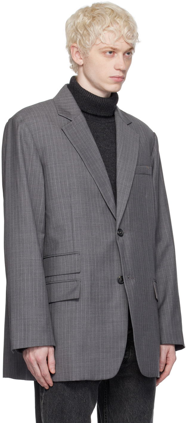 Bunda Helmut Lang Oversized Pinstripe Blazer Šedá | N09HM104, 1