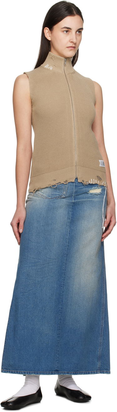 Sveter Maison Margiela MM6 Maison Margiela Eaten Knit Zip-Up Vest Béžová | S52FB0095 M13089, 3