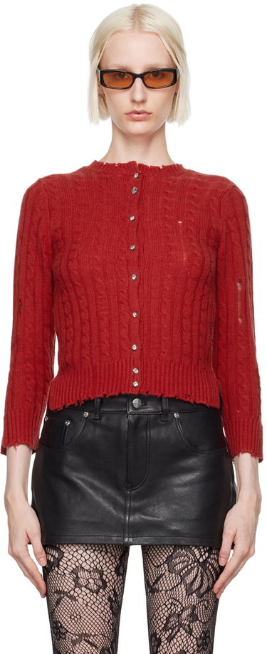 Sveter Marc Jacobs Marc Jacobs Shrunken Cashmere Cable Cardigan Červená | 2F4RTP018K18, 0