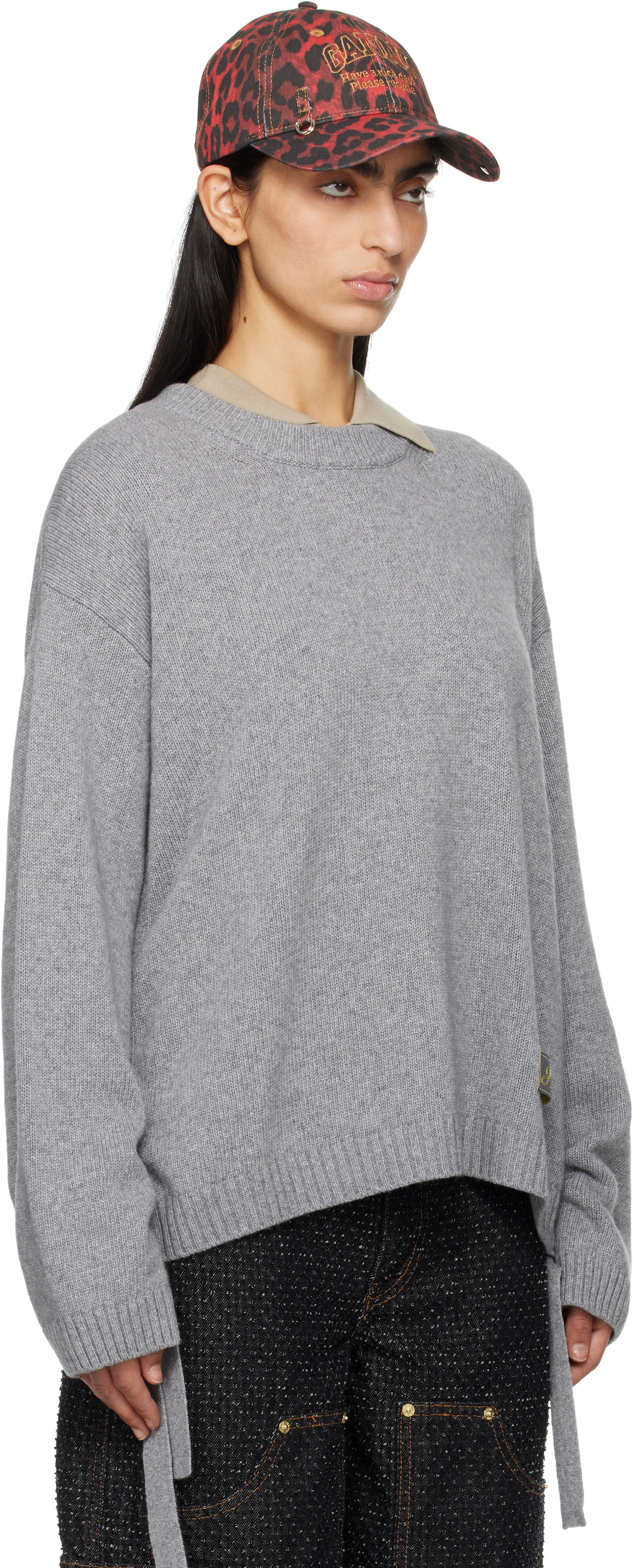 Sveter GANNI GANNI Future Mixed Wool Oversized Sweater Šedá | K2488, 1