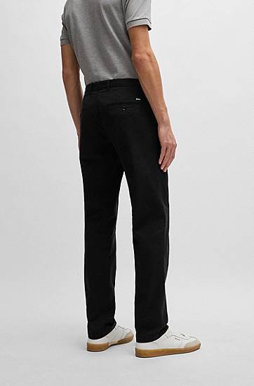 Nohavice BOSS Regular Fit Stretch Cotton Gabardine Chinos Čierna | 50487976, 1