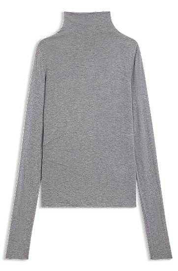 Dres BOSS Long-sleeve high-neck top in soft jersey Šedá | 50550639