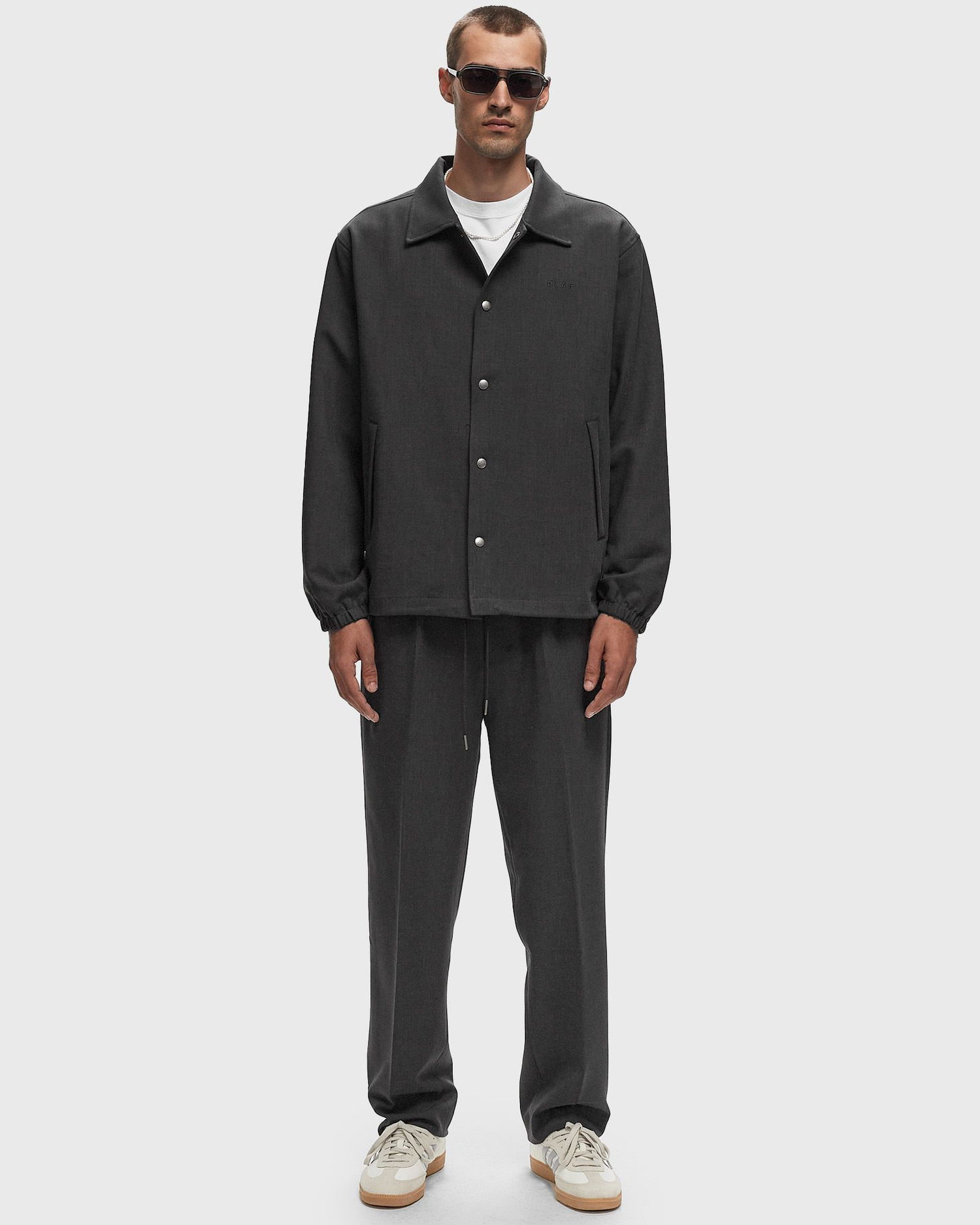 Vetrovka ØLÅF Wool Coach Jacket Šedá | M180514-GREY, 1