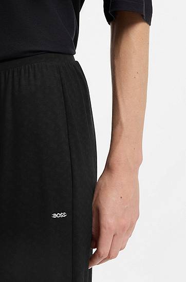 Pyžamo BOSS Monogram-print pyjama bottoms with logo plate Čierna | 50550711, 1