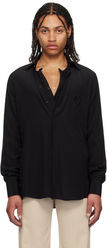 Košeľa Dolce & Gabbana Dolce&Gabbana Silk Logo Embroidered Shirt Čierna | G5MO1ZFU1UQ, 0