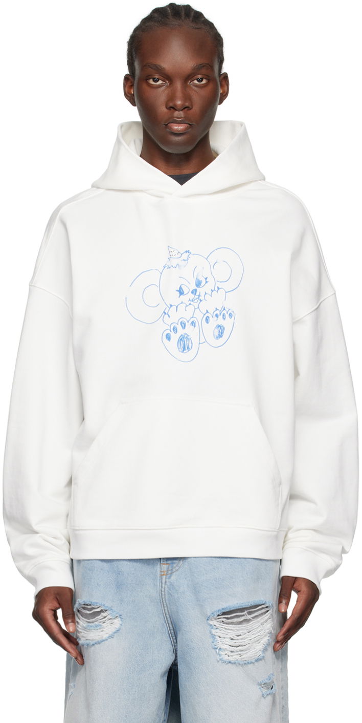 Mikina We11done Monster Print Hoodie Biela | WD-TH2-24-831-U-IV, 0