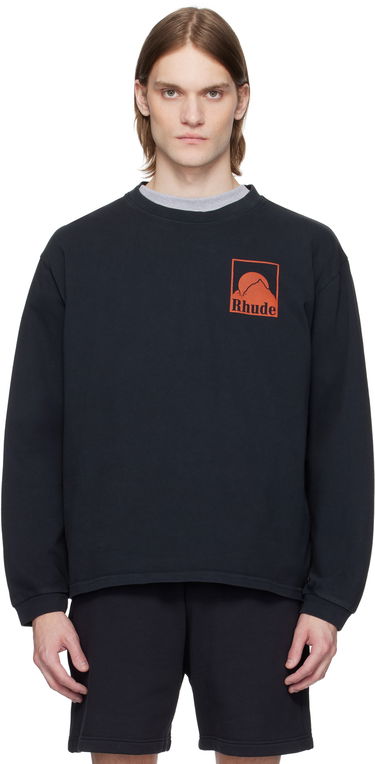 Sveter Rhude Rhude Moonlight Badge Long Sleeve T-Shirt Čierna | RHSS25TT16012, 0