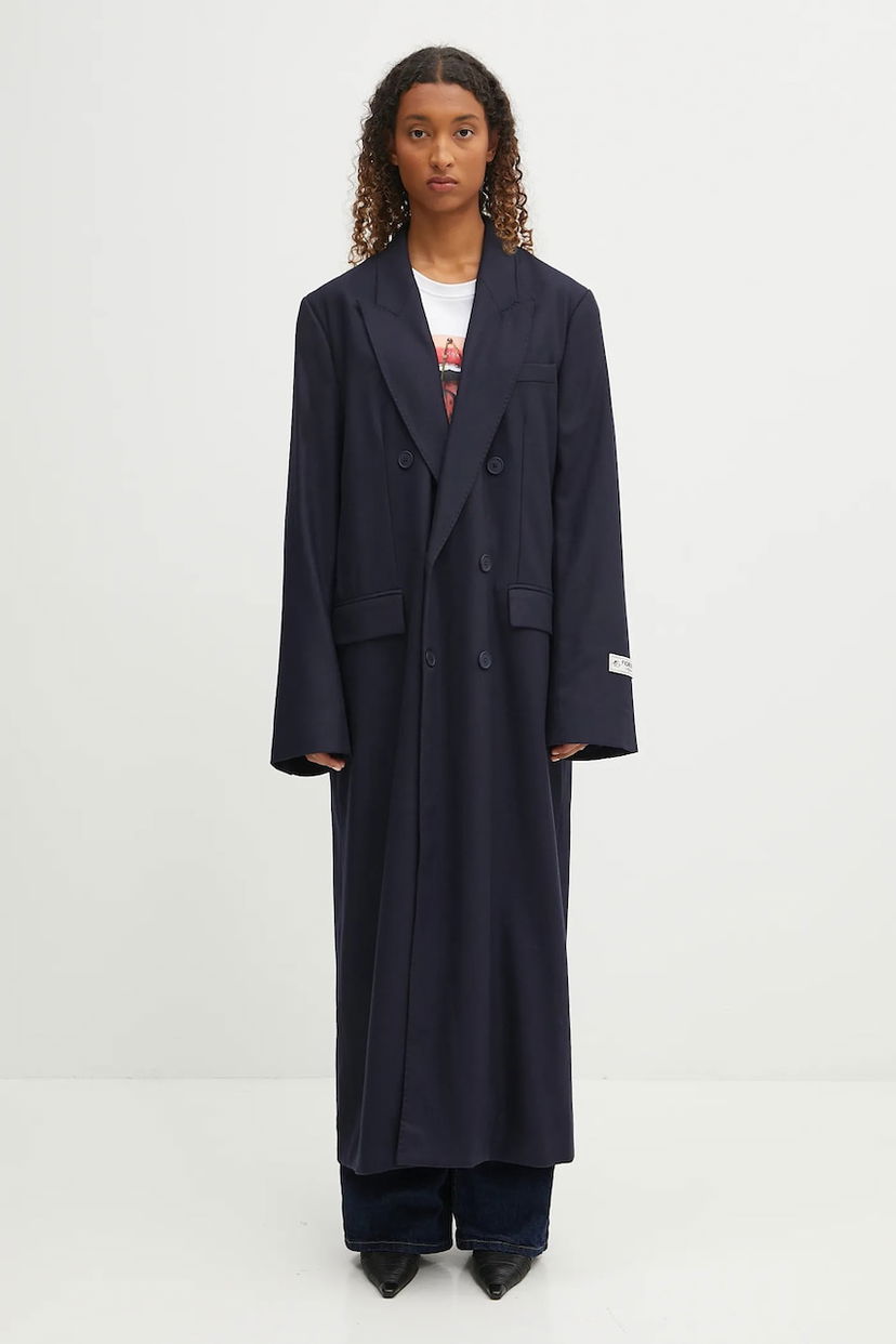 Kabáty Fiorucci Fiorucci Light Wool Maxi Coat Navy | W02FPOCO382WO01BL05