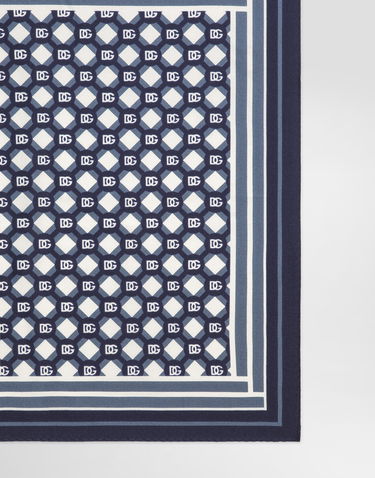 Šál Dolce & Gabbana Dolce & Gabbana Silk Pocket Square with Micro-Design and Logo Print Modrá | GR412EG0WUWHH8PB, 1