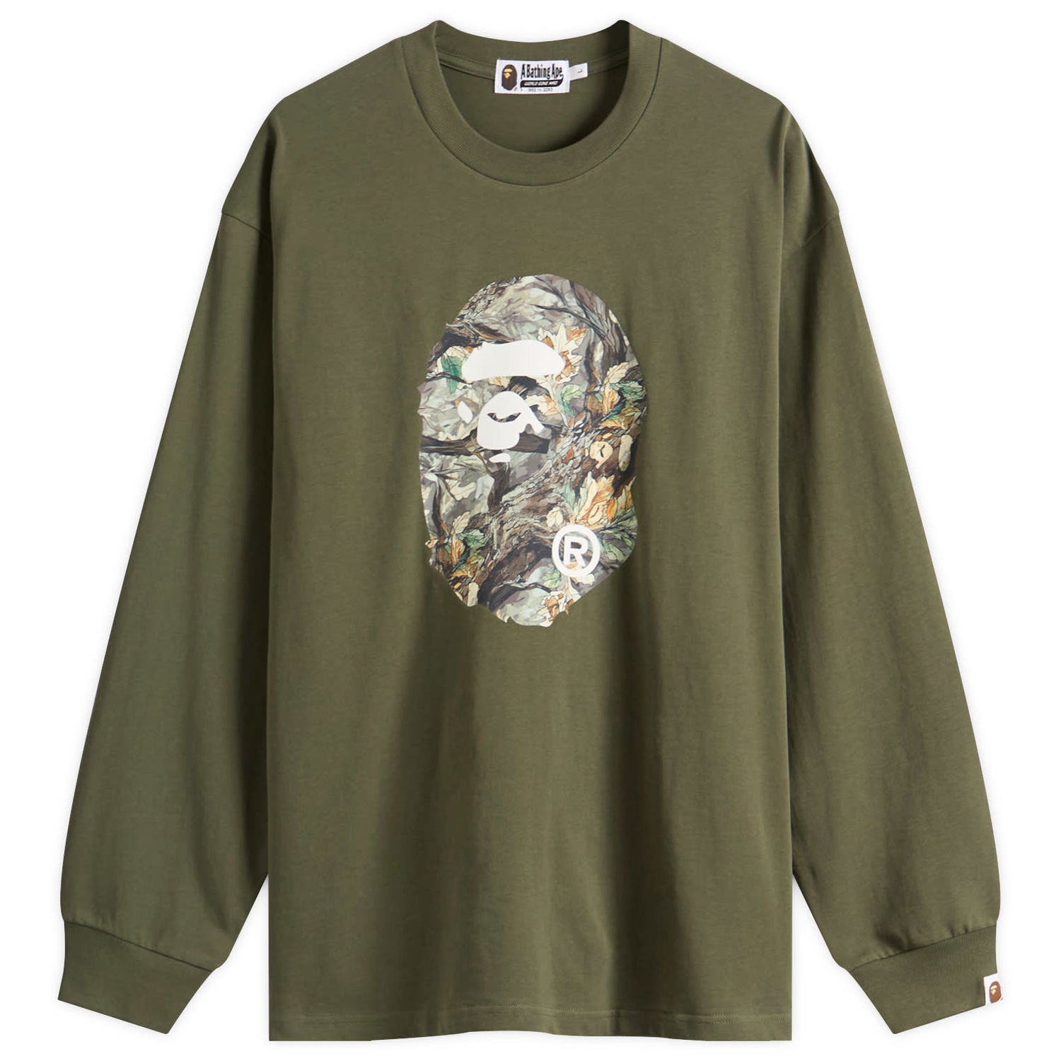 Tričko BAPE A Bathing Ape Tree Edge Camo Ape Head Longsleeve T-Shirt Zelené | 001LTL801305M-ODR, 1