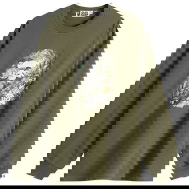Tričko BAPE A Bathing Ape Tree Edge Camo Ape Head Longsleeve T-Shirt Zelené | 001LTL801305M-ODR, 1
