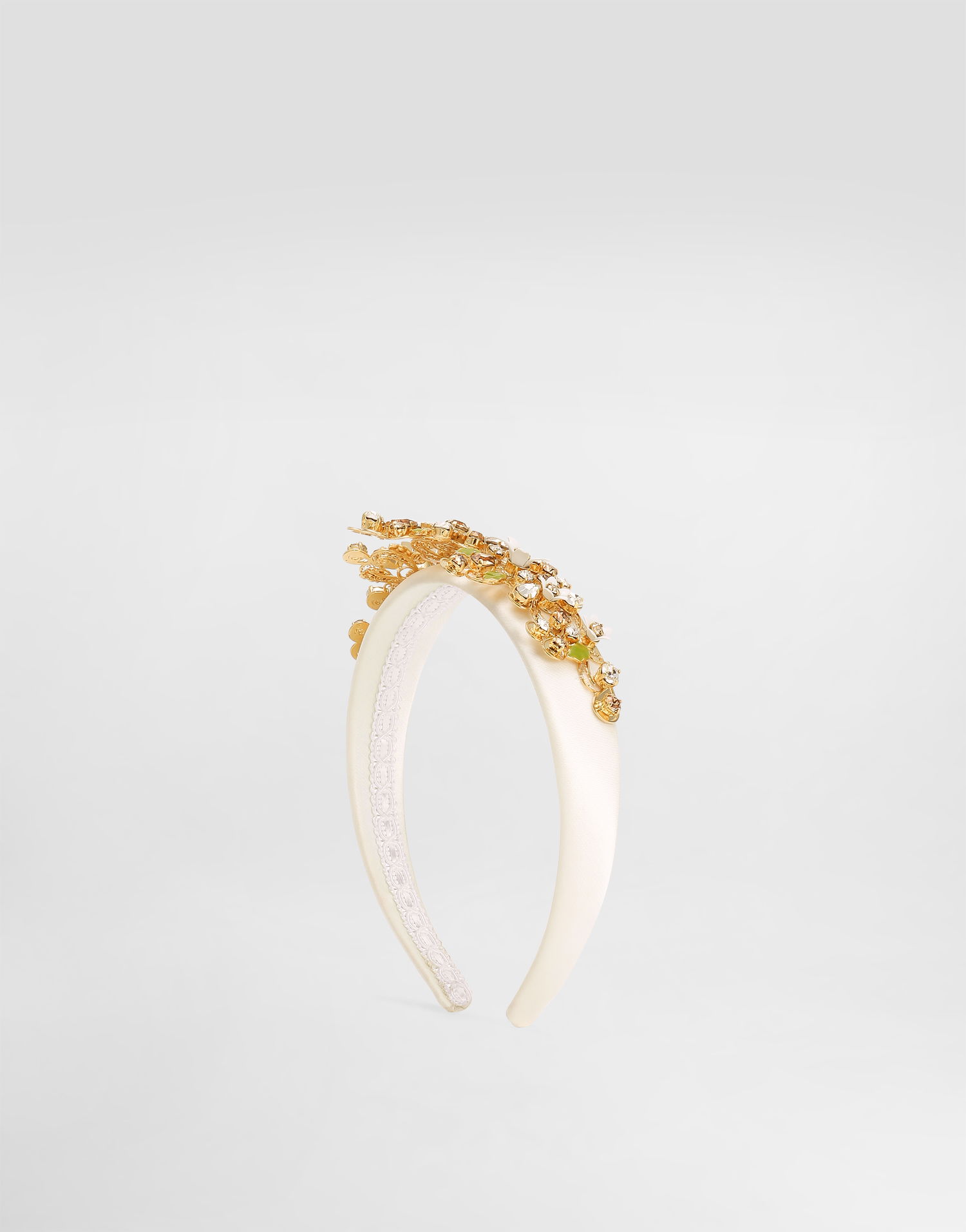 Šperky Dolce & Gabbana Headband with Rhinestones, Enamel Flowers and Leaves Biela | WHR6J1W1111W0001, 1