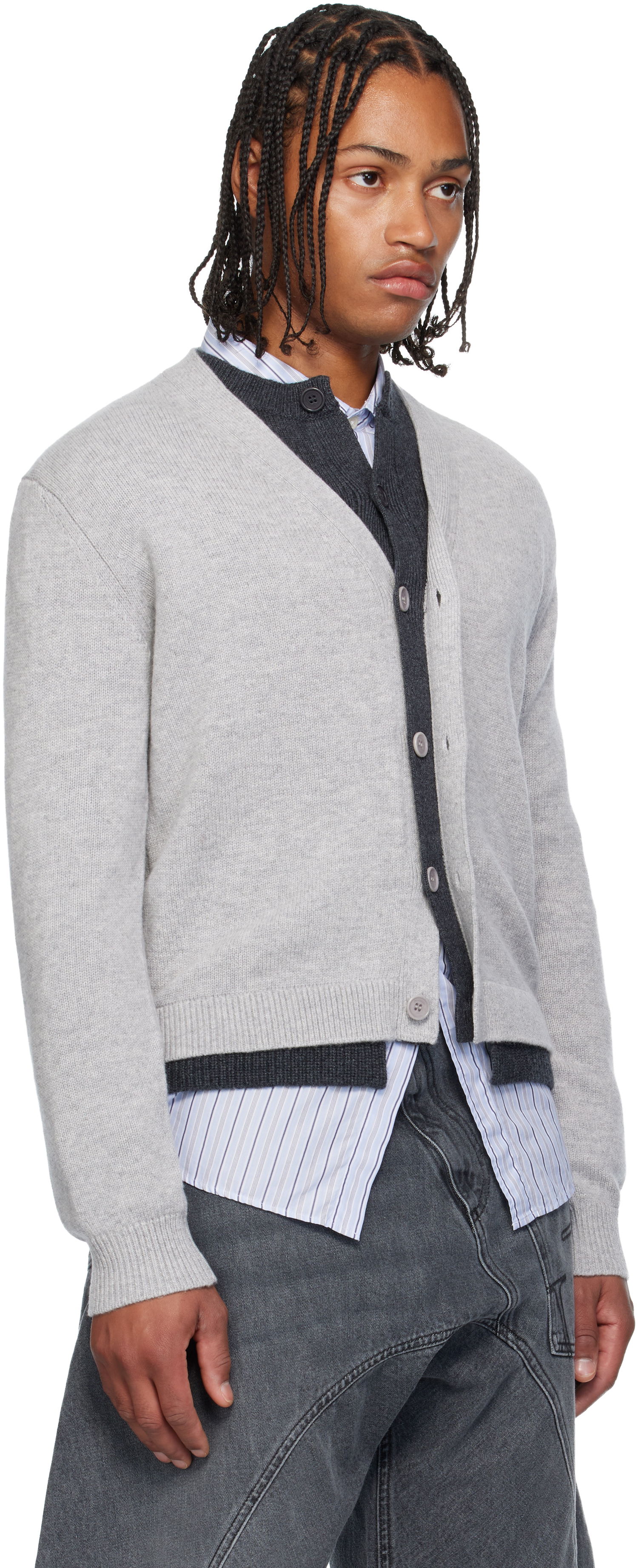 Sveter JW Anderson JW Anderson Layered Cardigan Šedá | KW1434-YN0423, 1