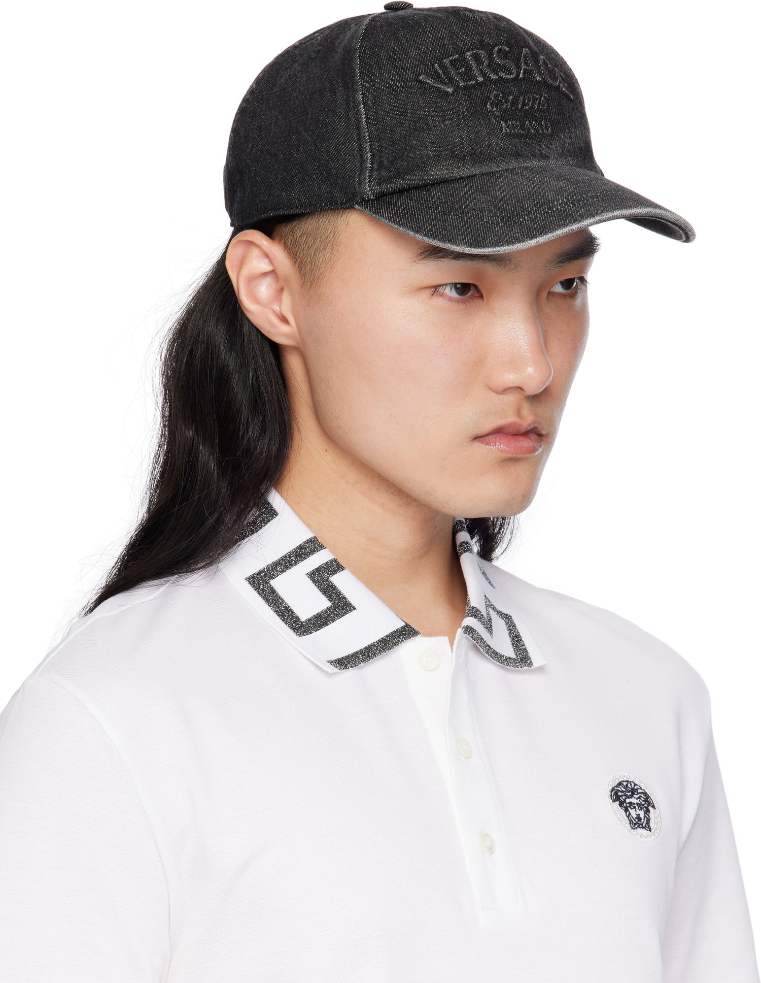 Šiltovka Versace Versace Embossed Denim Baseball Cap Čierna | 1010746_1A13769, 1