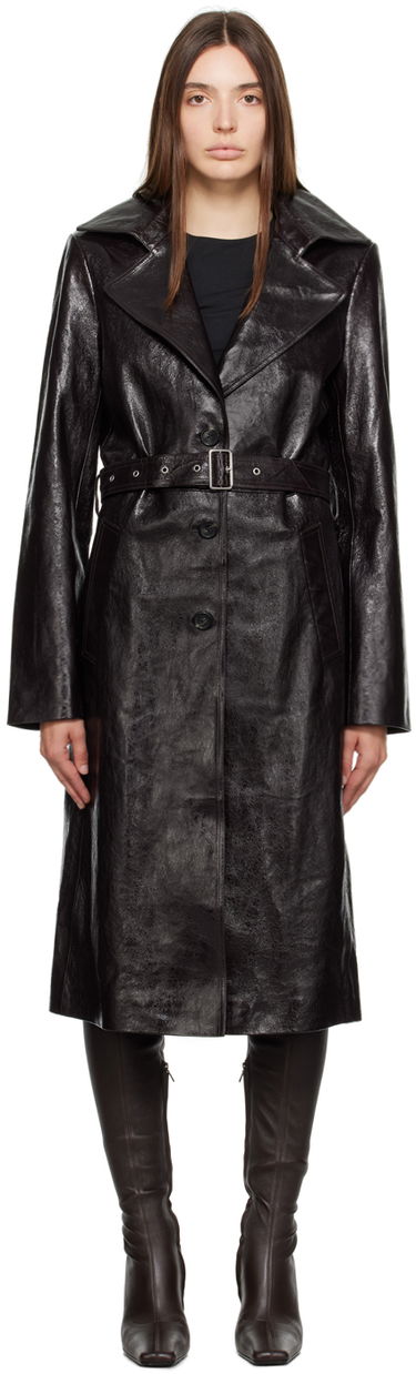 Trenčkot Helmut Lang Belted Leather Trench Coat Čierna | N06HW403, 0