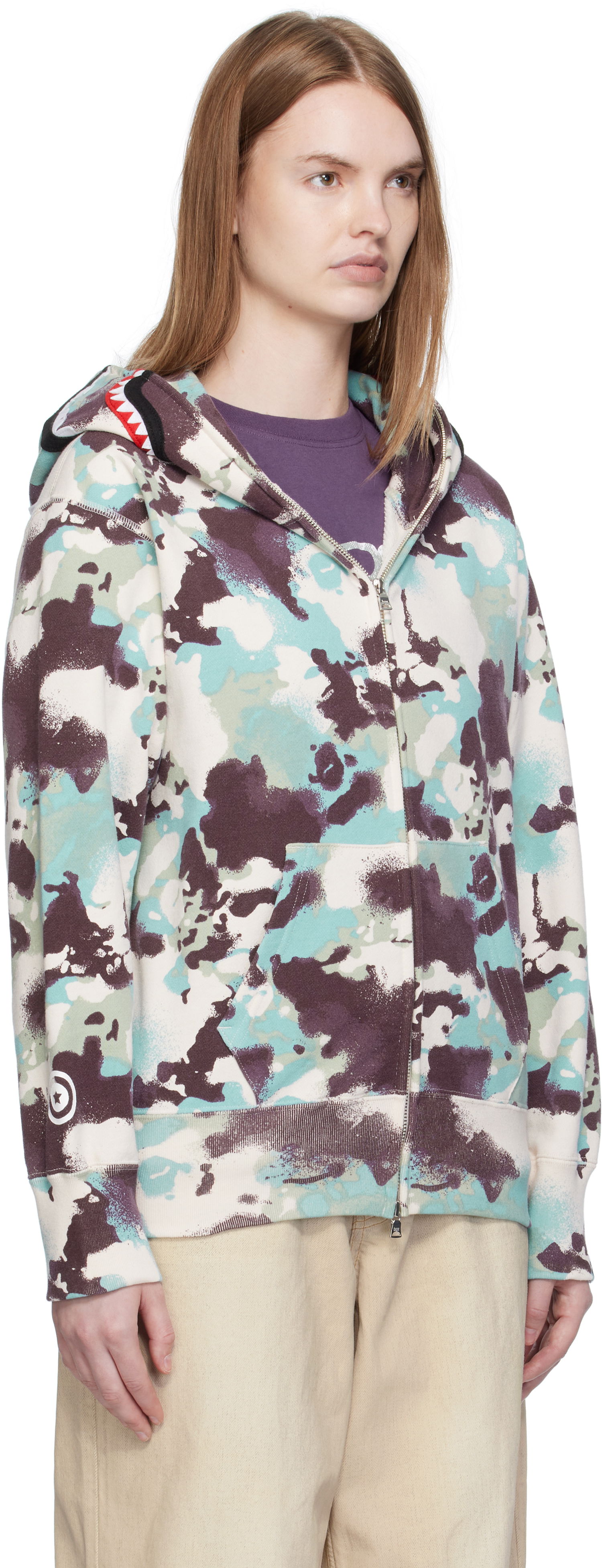 Mikina BAPE A Bathing Ape Map Camo Shark Full Zip Hoodie Rôznofarebný | 001ZPL302001L, 1