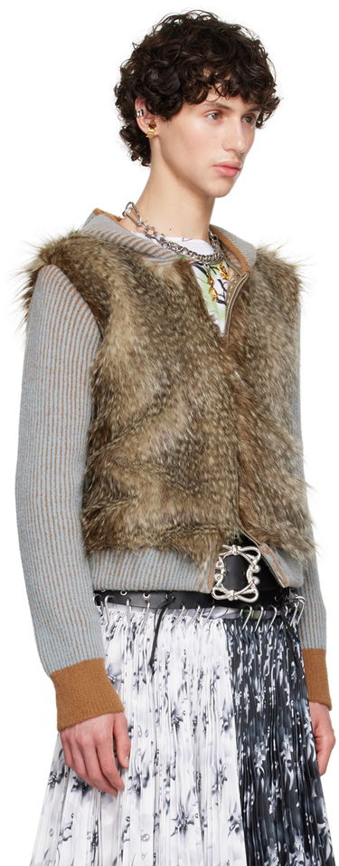 Mikina Chopova Lowena Knotter Faux-Fur Zip Hoodie Hnedá | 5192, 1