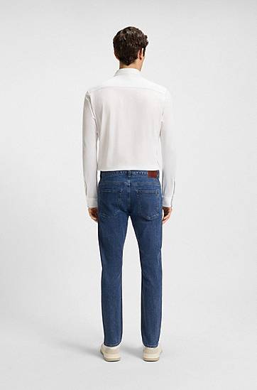 Džínsy BOSS Delaware Slim-Fit Comfort-Stretch Jeans Modrá | 50544629, 1