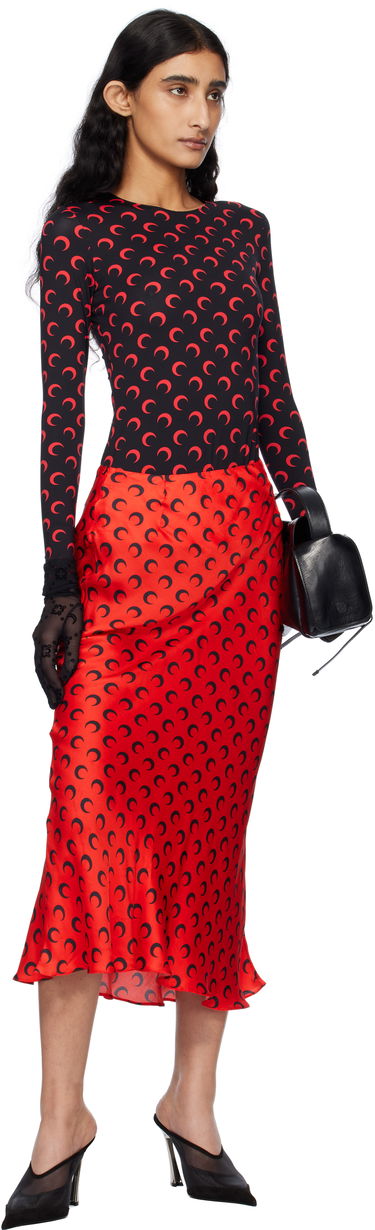 Sukňa Marine Serre Marine Serre Moon Print Satin Midi Skirt Červená | WSK070A CWOV0060, 3