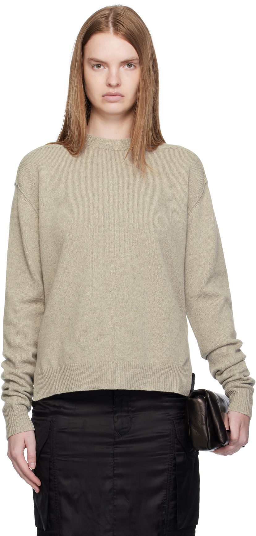Sveter Rick Owens Rick Owens Concordians Round Neck Sweater Béžová | RP02E4679 WSBR