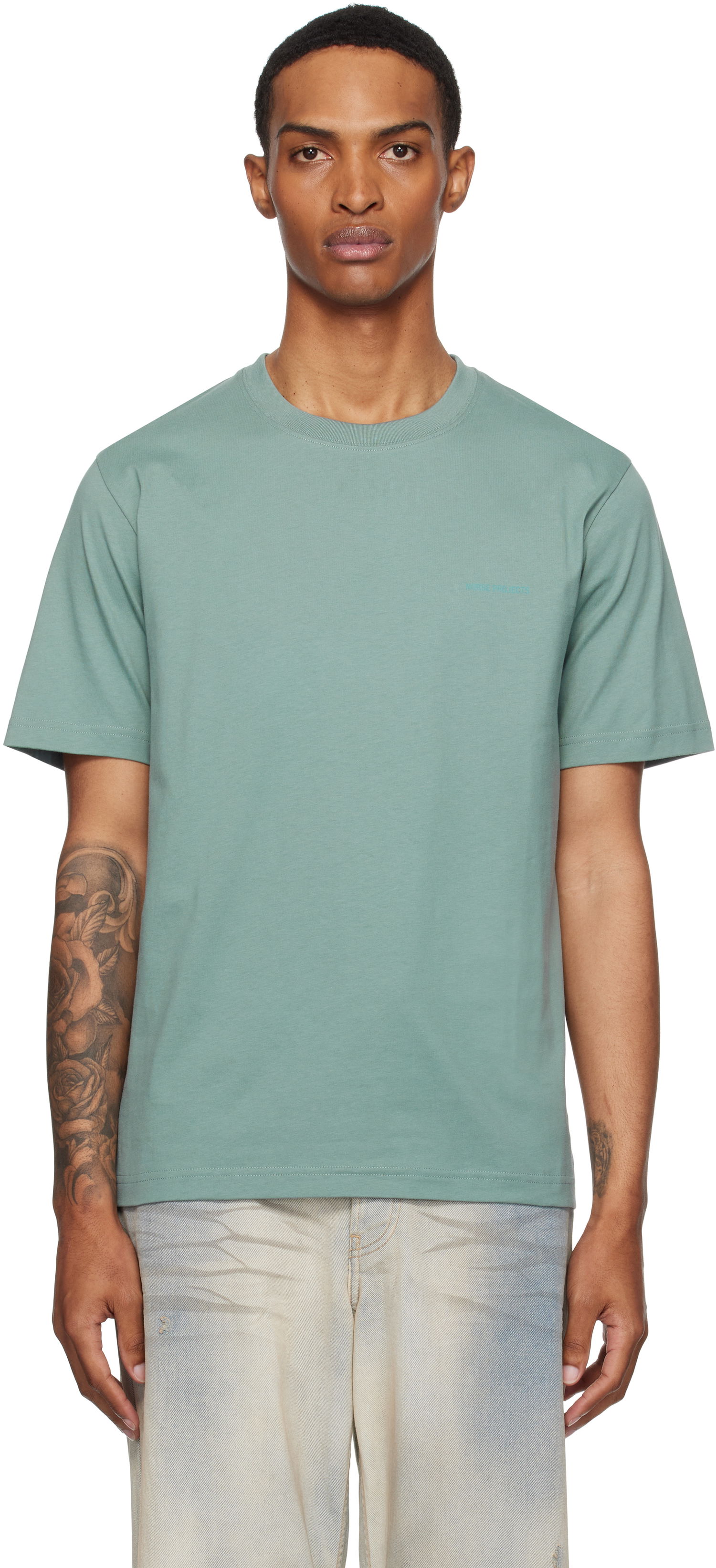 Tričko NORSE PROJECTS Norse Projects Johannes Organic Logo Print T-Shirt Zelené | N01-0684, 0