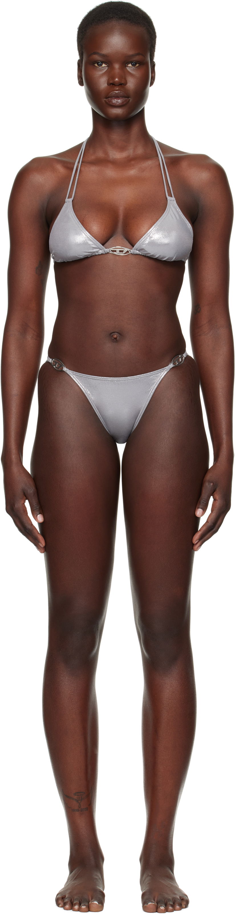 Plavky Diesel Metallic Bikini Set Šedá | A13230 0WHAU + A15483 0WHAU