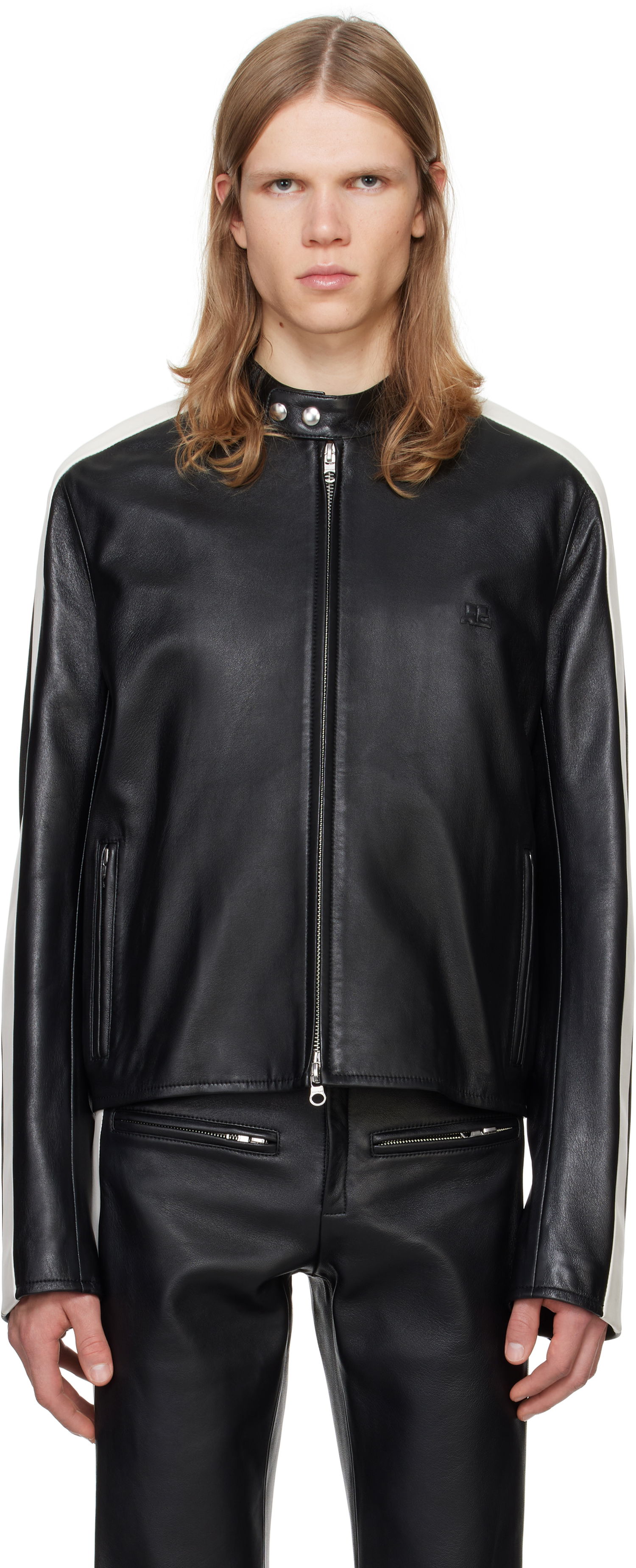 Bunda Courrèges Courrèges Contrast Biker Jacket Čierna | 324LBL199CV0005, 0