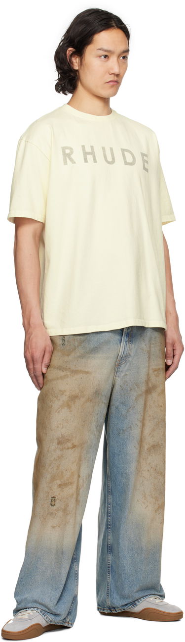 Tričko Rhude Rhude Distressed Logo T-Shirt Žltá | RHSS25TT23012, 3