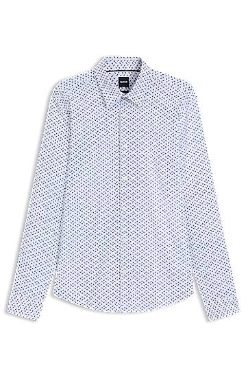 Košeľa BOSS Slim Fit Performance-Stretch Printed Shirt Biela | 50545270