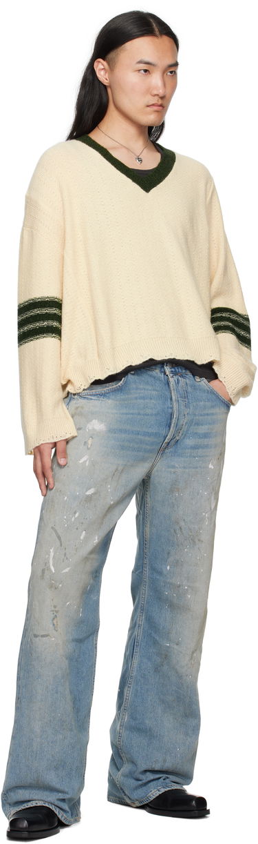 Sveter Enfants Riches Déprimés Enfants Riches Déprimés Asymmetrical Varsity V-Neck Sweater Béžová | 080-248, 3