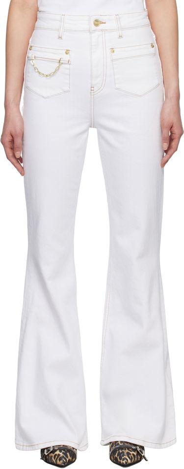 Džínsy GANNI GANNI Goddi HW Flare Jeans Biela | J1659, 0