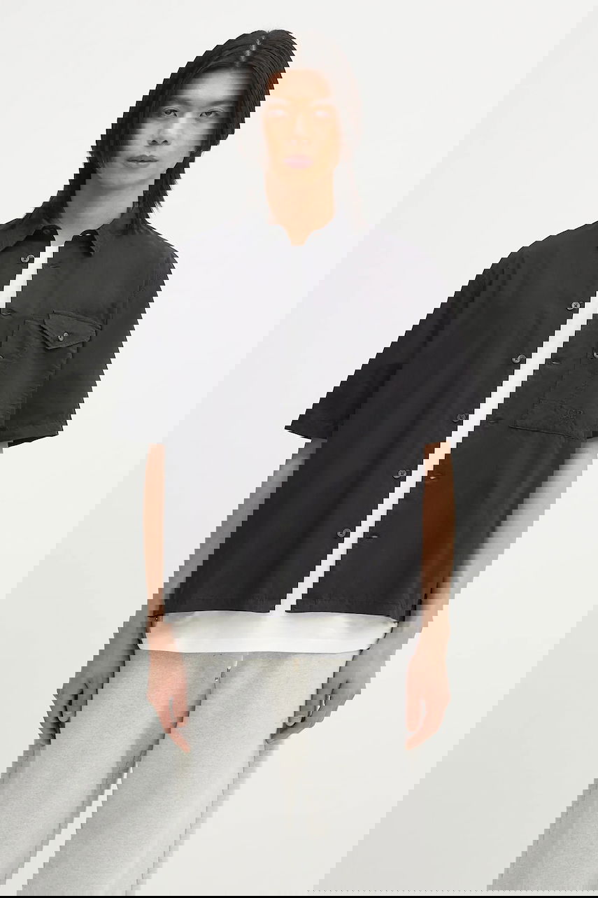 Košeľa C.P. Company Cotton Relaxed Fit Short-Sleeve Classic Collar Shirt Čierna | 18CMSH249A005328G, 0