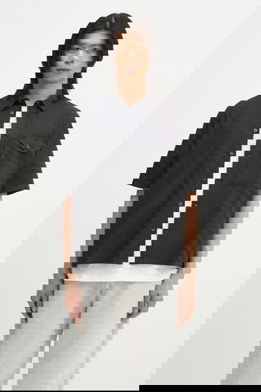 Košeľa C.P. Company Cotton Relaxed Fit Short-Sleeve Classic Collar Shirt Čierna | 18CMSH249A005328G, 0