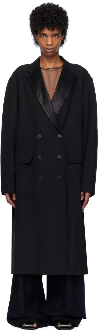 Kabáty Dries Van Noten Dries Van Noten Wool Barathea Double-Breasted Coat Čierna | 251-020228-1063, 0