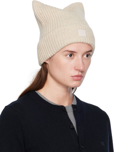 Kulicha Acne Studios Acne Studios Square Face Logo Beanie Béžová | C40426-, 1