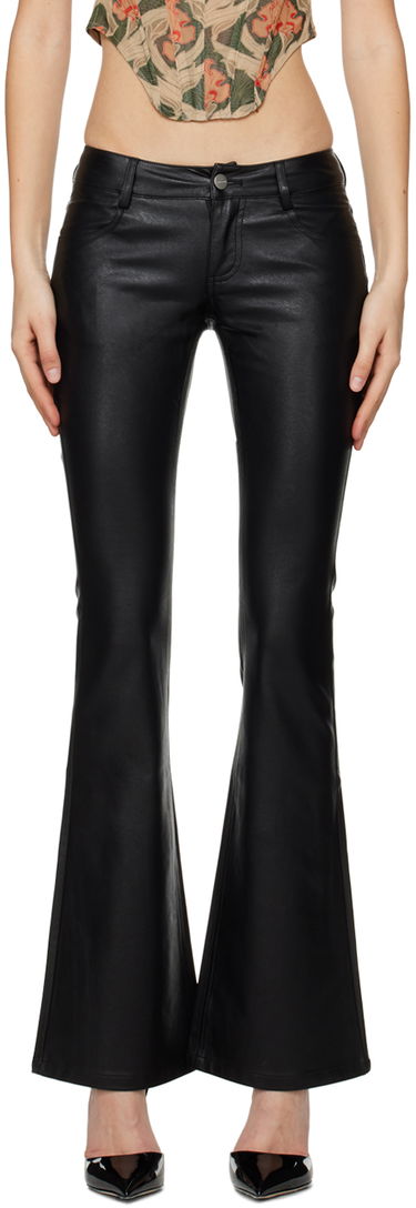 Nohavice Miaou Miaou Roxy Faux-Leather Flare Pants Čierna | 1027PUBLK, 0
